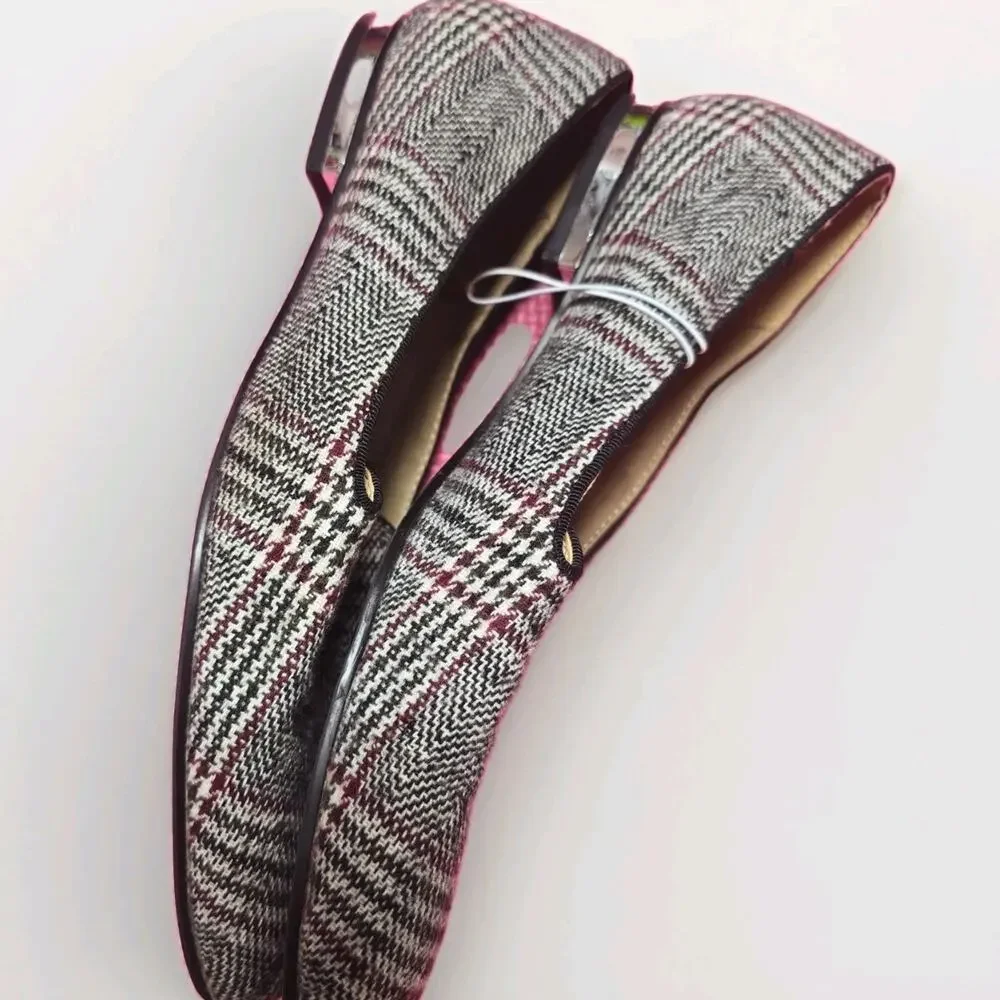 Ann Taylor Heritage Plaid Old Money Ballet Flats Rounded Toe Size 9 M - Picture 3 of 7